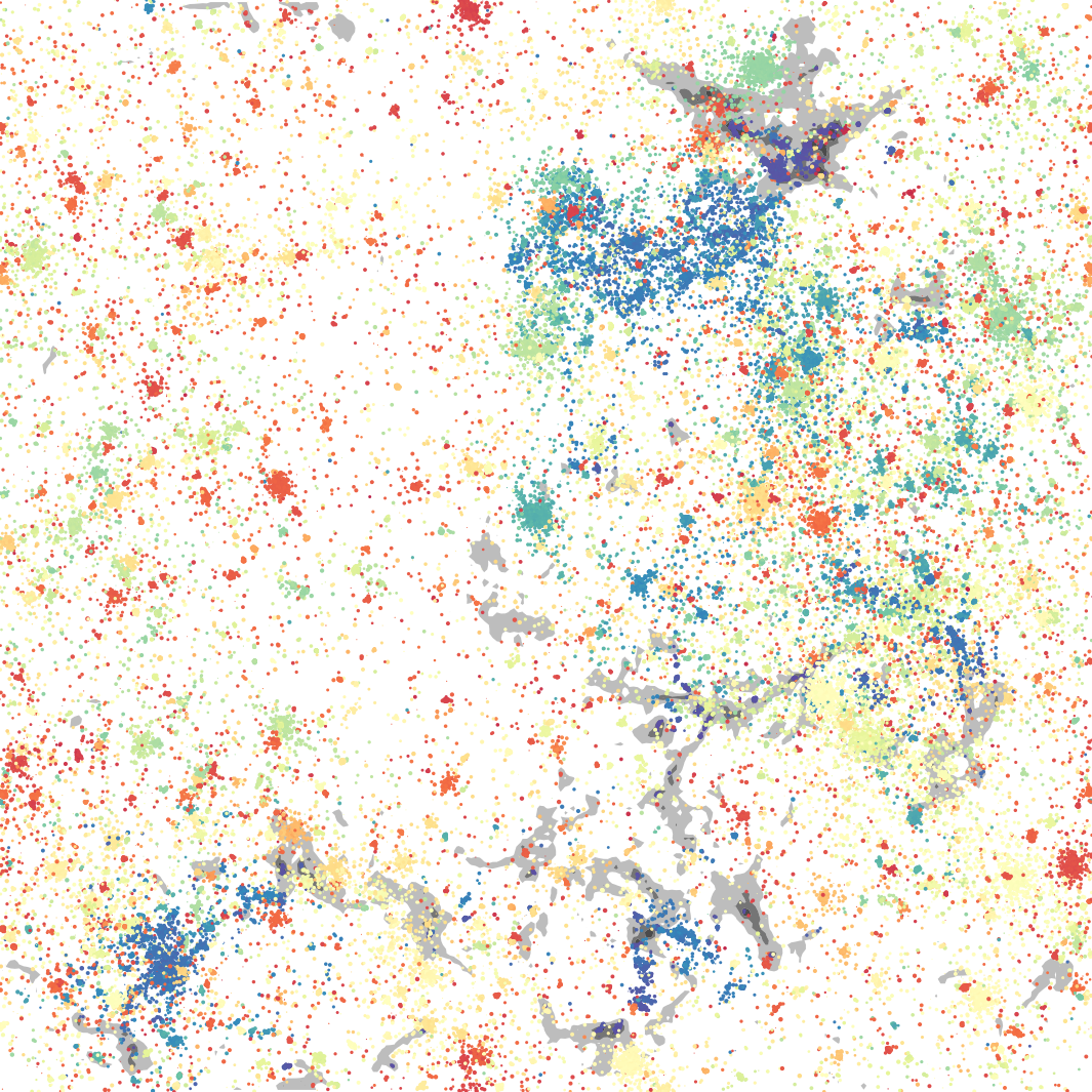 Distribution of star particles from simulation.